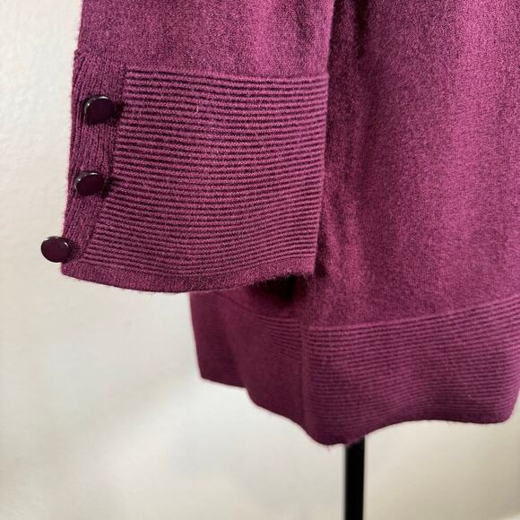 NWOT Evolution by Cyrus Open Cardigan 3/4 Sleeve Buttoned Cuffs Burgundy Size S - Picture 5 of 10